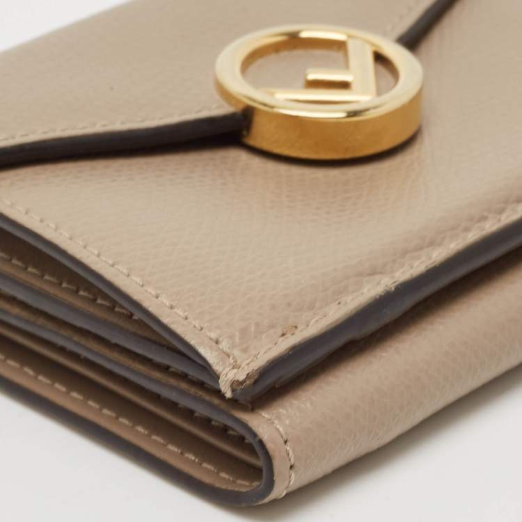 Pre Owned Fendi Beige Leather F is Fendi Trifold Wallet