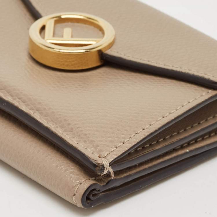 Pre Owned Fendi Beige Leather F is Fendi Trifold Wallet