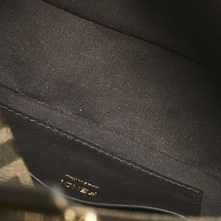 Pre Owned Fendi Tobacco Zucca Canvas and Sequins Mini Baguette Bag