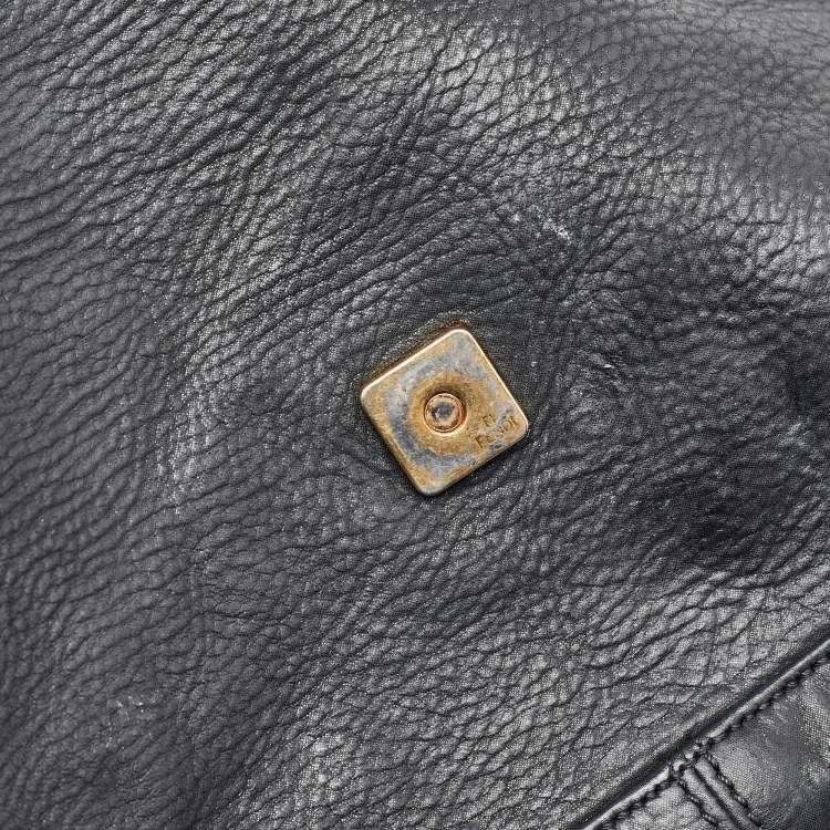 Pre Owned Fendi Black Leather Mama Forever Large Flap Shoulder Bag