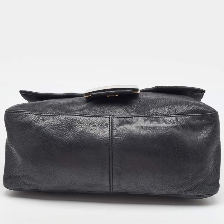 Pre Owned Fendi Black Leather Mama Forever Large Flap Shoulder Bag