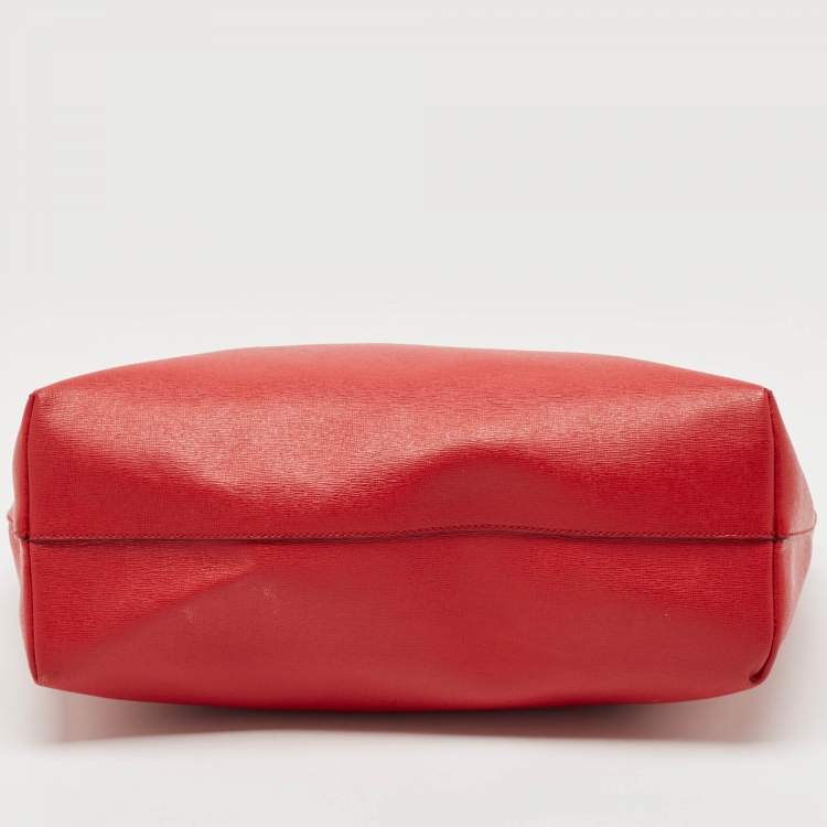 Pre Owned Fendi Red Leather Monster Roll Tote