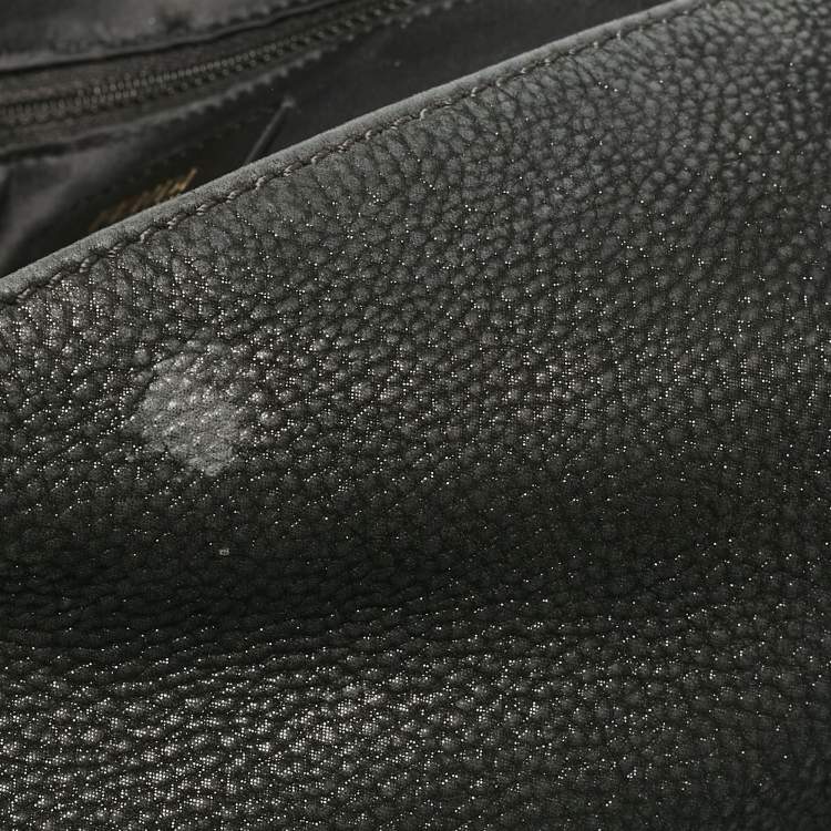 Pre Owned Fendi Black Shimmer Leather Large Mama Forever Flap Shoulder Bag