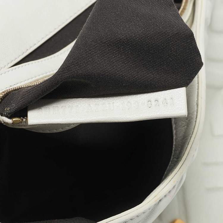 Pre Owned Fendi White Zucca Embossed Leather Baguette NM Bag