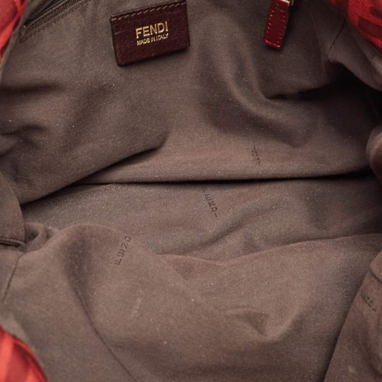 Pre Owned  Fendi Red Zucca Canvas and Leather Borsa Chef Tote