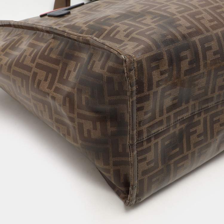Pre Owned Fendi x Fila Brown Zucca Coated Fabric Large FF 1974 Mania Shopping Tote