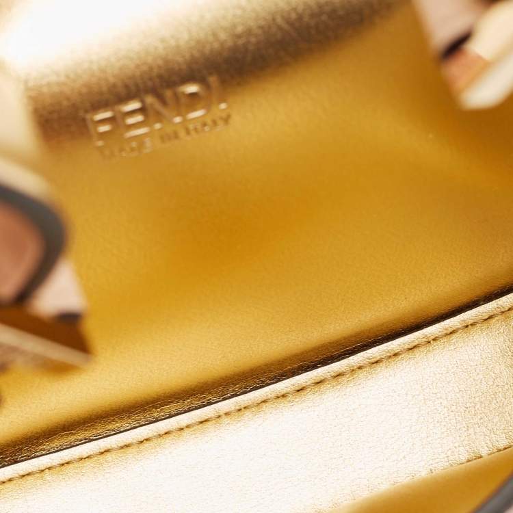 Pre Owned Fendi Peach Leather Mini Cookie Bag