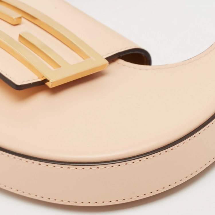 Pre Owned Fendi Peach Leather Mini Cookie Bag