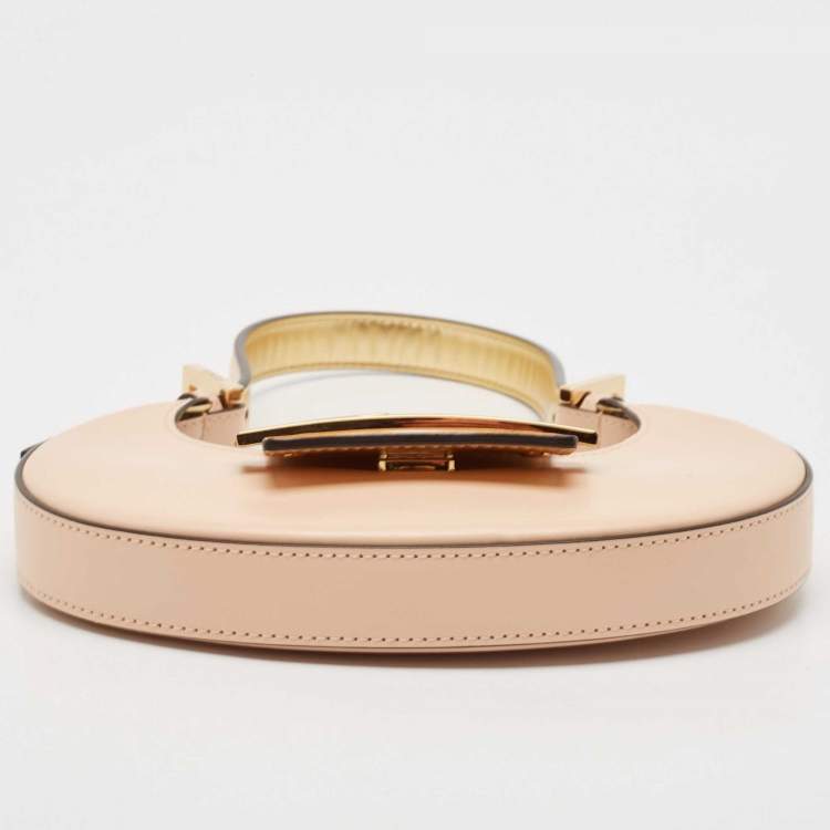 Pre Owned Fendi Peach Leather Mini Cookie Bag