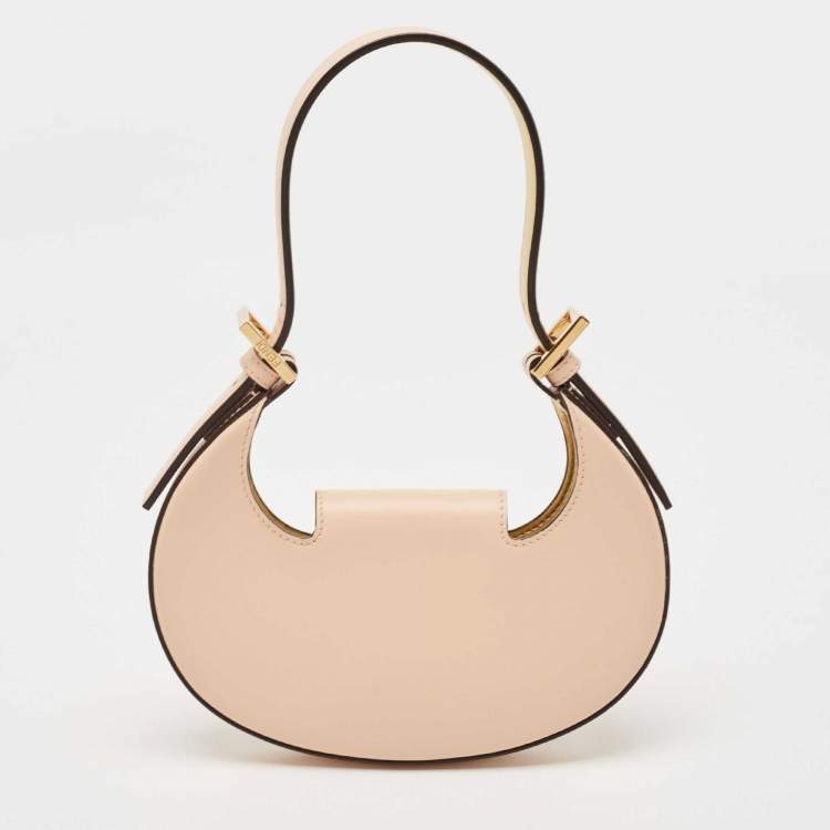 Pre Owned Fendi Peach Leather Mini Cookie Bag