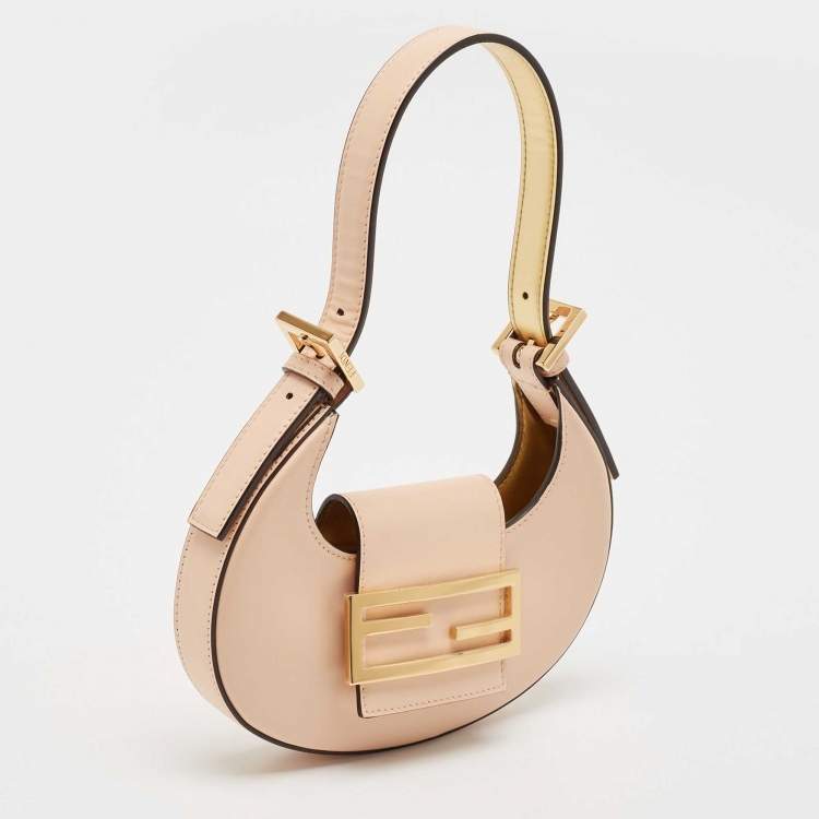 Pre Owned Fendi Peach Leather Mini Cookie Bag