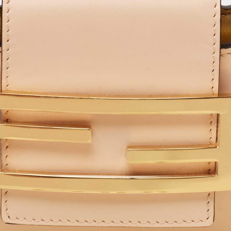 Pre Owned Fendi Peach Leather Mini Cookie Bag