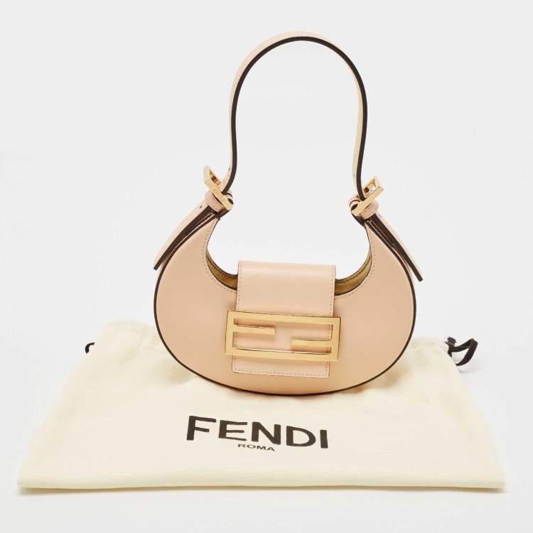 Pre Owned Fendi Peach Leather Mini Cookie Bag