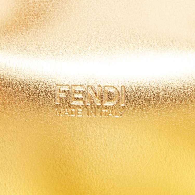 Pre Owned Fendi Peach Leather Mini Cookie Bag