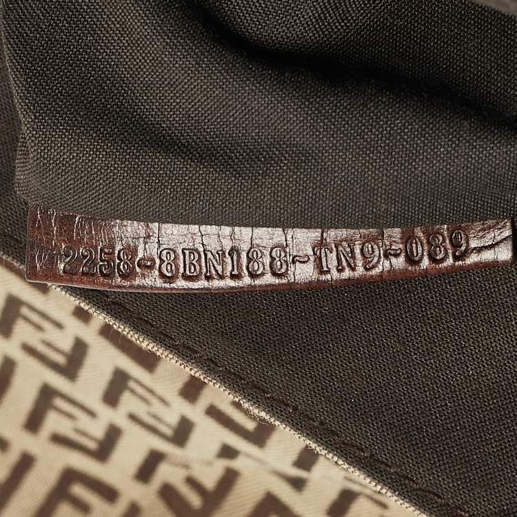 Pre Owned Fendi Beige/Brown Zuchinno Fabric and Leather Forever Flap Tote