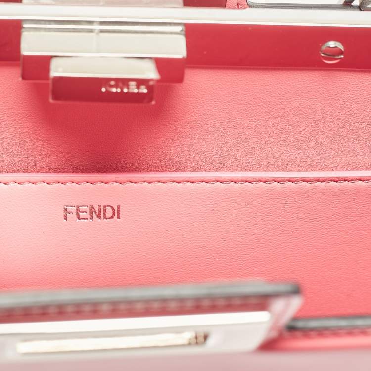Pre Owned Fendi Pink Patent Leather Medium Peekaboo Cut Bag