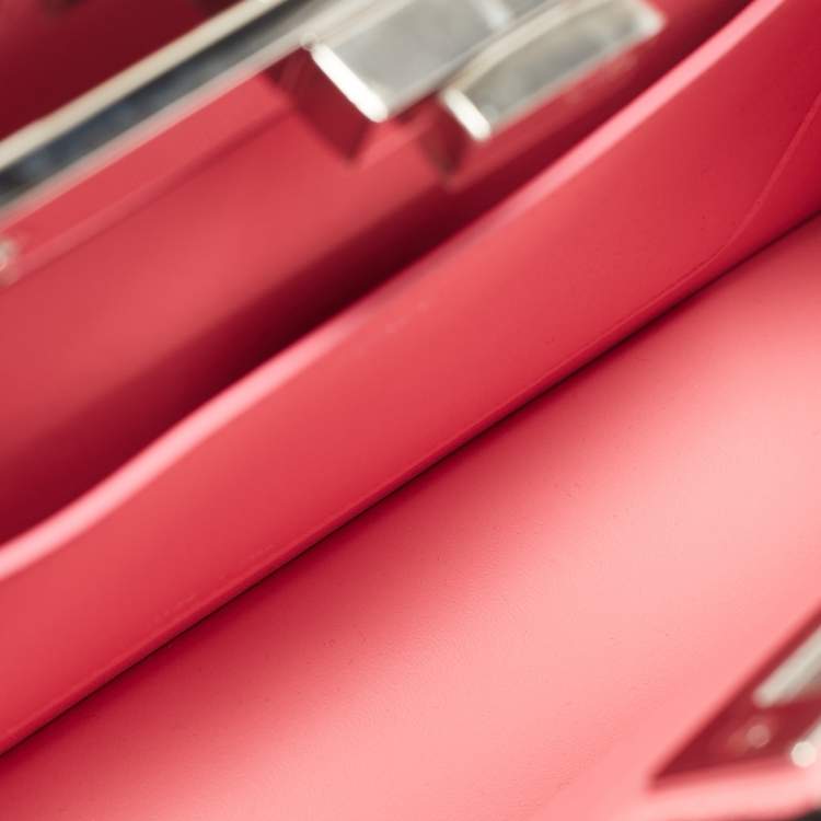 Pre Owned Fendi Pink Patent Leather Medium Peekaboo Cut Bag