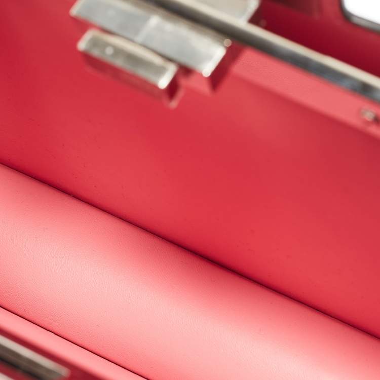 Pre Owned Fendi Pink Patent Leather Medium Peekaboo Cut Bag