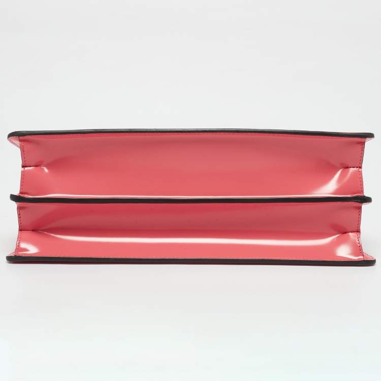 Pre Owned Fendi Pink Patent Leather Medium Peekaboo Cut Bag