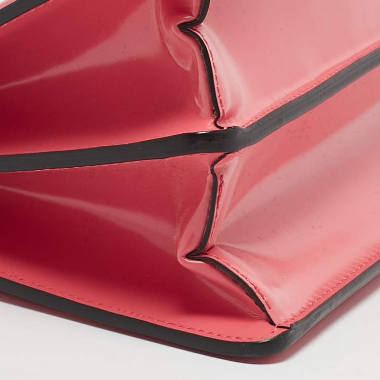 Pre Owned Fendi Pink Patent Leather Medium Peekaboo Cut Bag