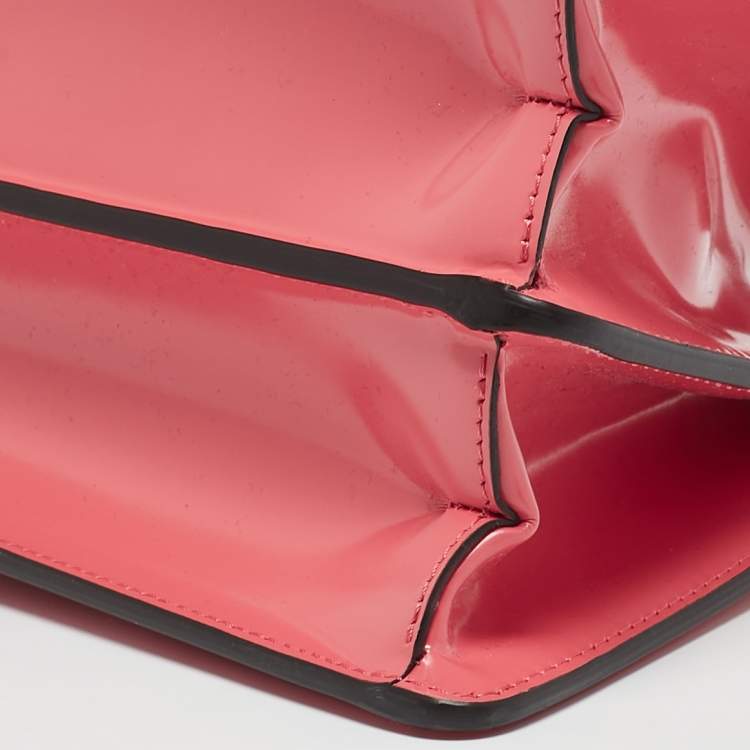 Pre Owned Fendi Pink Patent Leather Medium Peekaboo Cut Bag