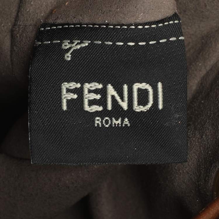 Pre Owned Fendi Brown Leather Mini Mon Tresor Drawstring Bucket Bag