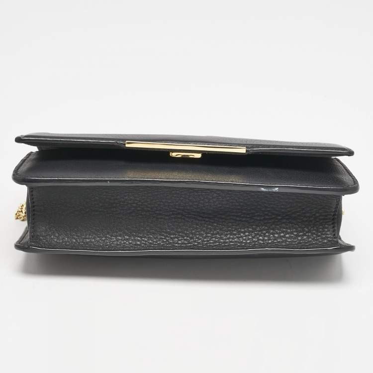 Pre Owned Fendi Black Leather Tube Wallet on Chain