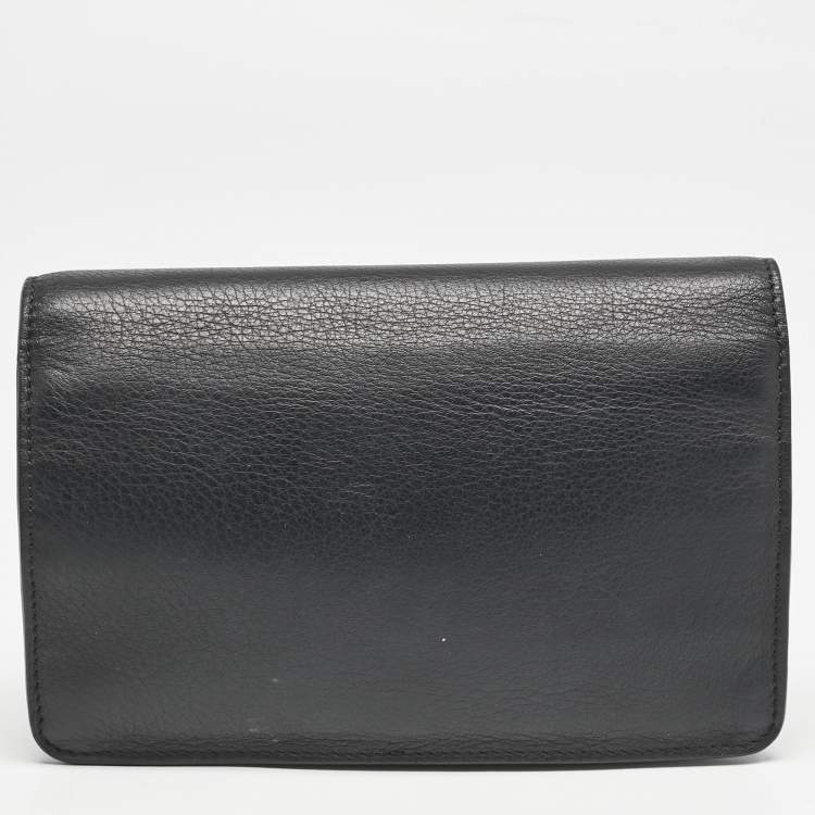 Pre Owned Fendi Black Leather Tube Wallet on Chain