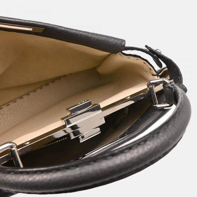 Pre Owned Fendi Gray Leather Peekaboo Handbag