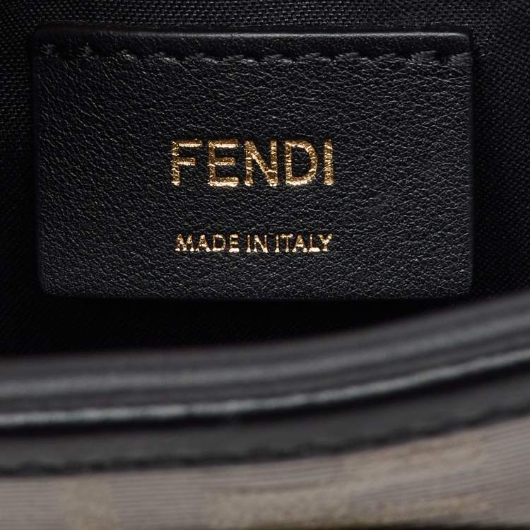 Pre Owned Fendi Tobacco/Black Zucca Coated Canvas and Leather FF 1974 Stamp Camera Bag