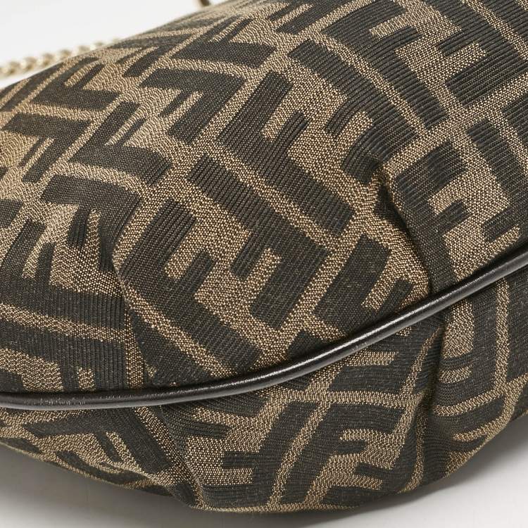 Pre Owned Fendi Tobacco Zucca Canvas Chef Chain Hobo