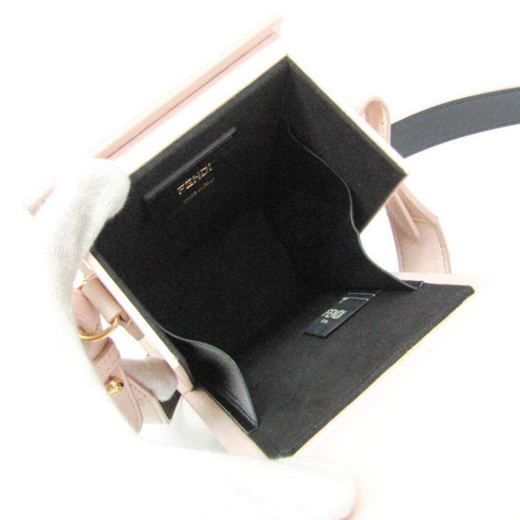 Pre Owned Fendi Pink Leather Box Shoulder Bag