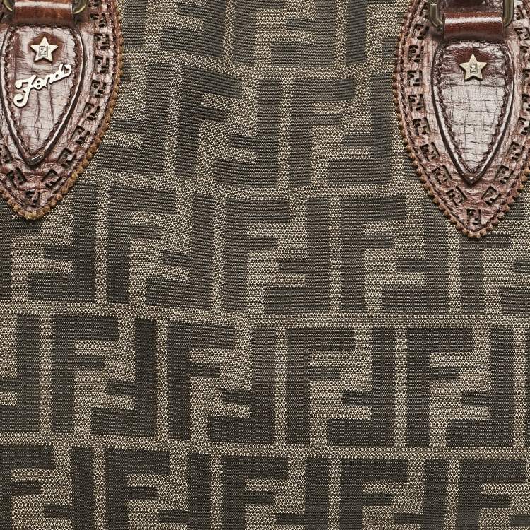 Pre Owned Fendi Tobacco Zucca Canvas Medium Chef De Jour Bag