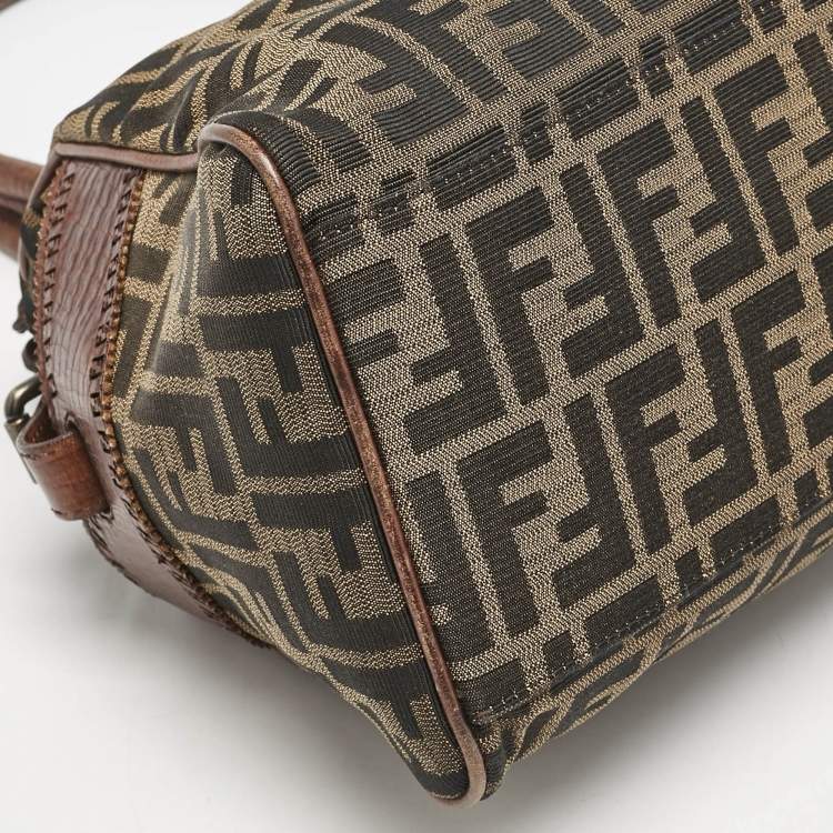 Pre Owned Fendi Tobacco Zucca Canvas Medium Chef De Jour Bag