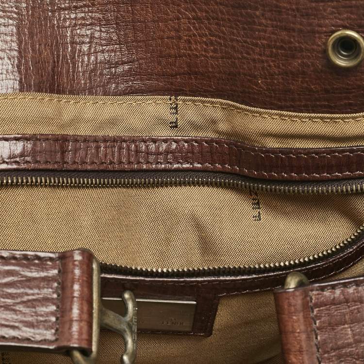 Pre Owned Fendi Tobacco Zucca Canvas Medium Chef De Jour Bag