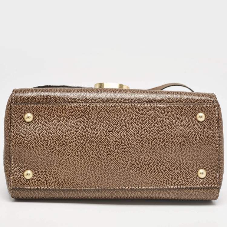 Pre Owned Fendi Tricolor Leather and Calf Hair Anna Shoulder Bag