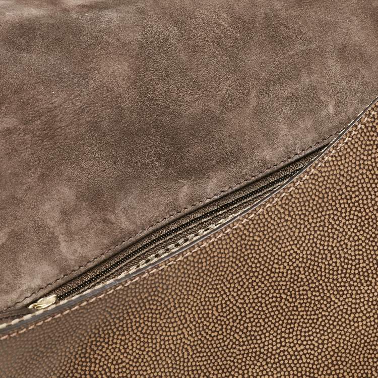 Pre Owned Fendi Tricolor Leather and Calf Hair Anna Shoulder Bag