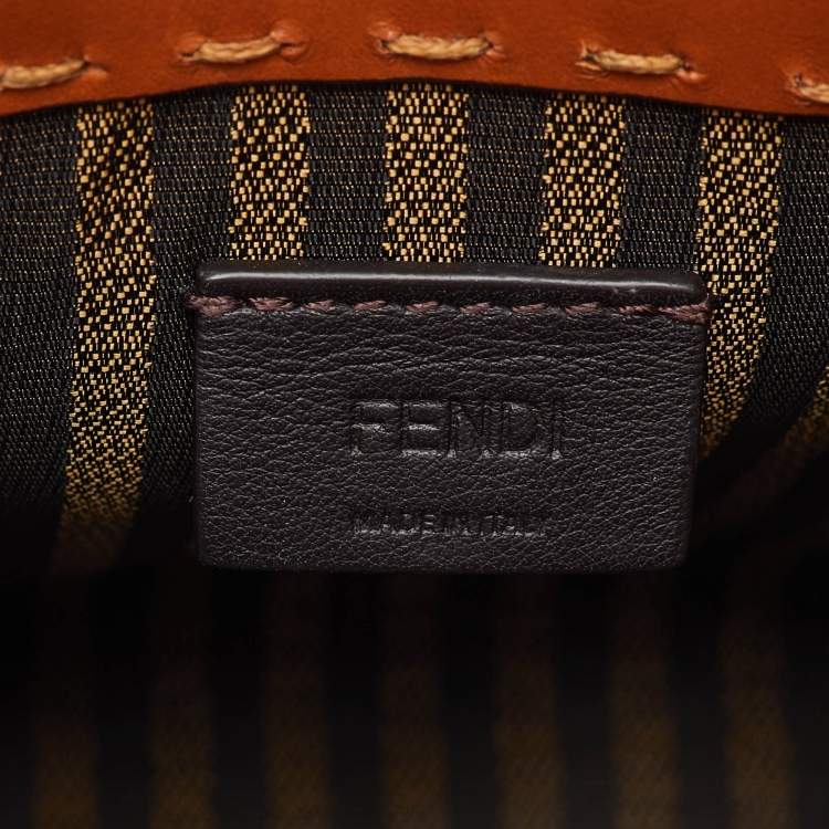 Pre Owned Fendi Brown Leather Sunshine Mini Tote