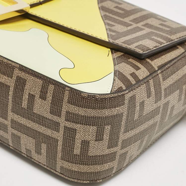 Pre Owned Fendi Multicolor Zucca Coated Canvas and Leather Inlay Baguette Bag