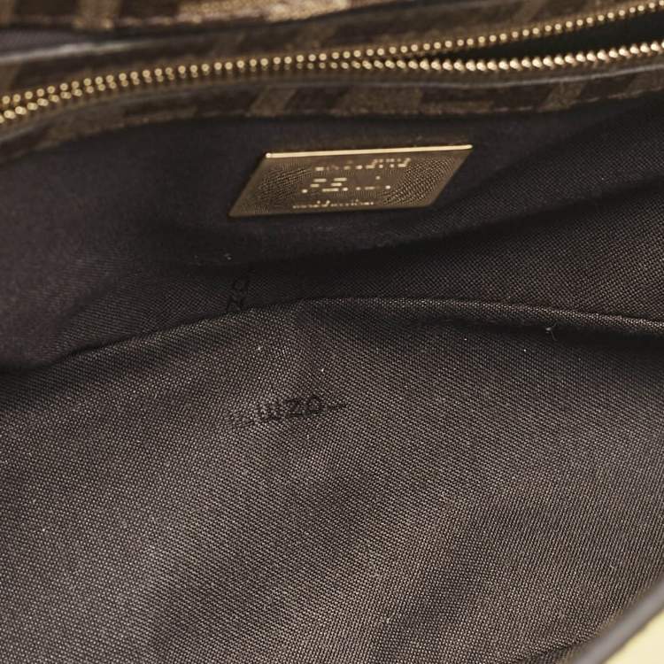 Pre Owned Fendi Multicolor Zucca Coated Canvas and Leather Inlay Baguette Bag