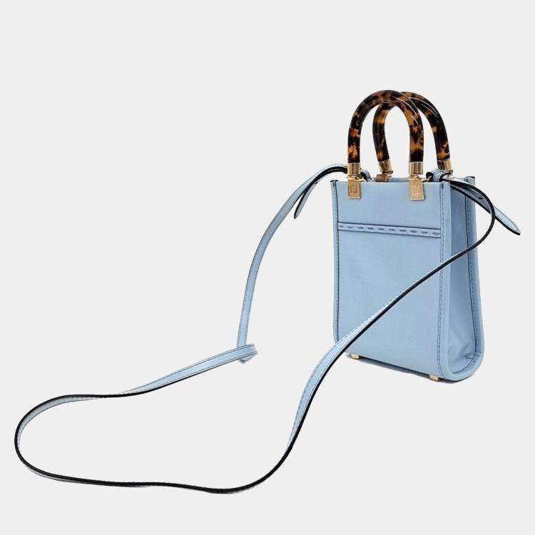 Pre Owned Fendi Blue Leather Sunshine Mini Crossbody Bag
