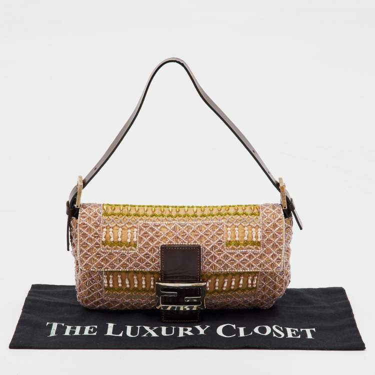 Pre Owned Fendi Multicolor Beads and Leather Baguette Bag