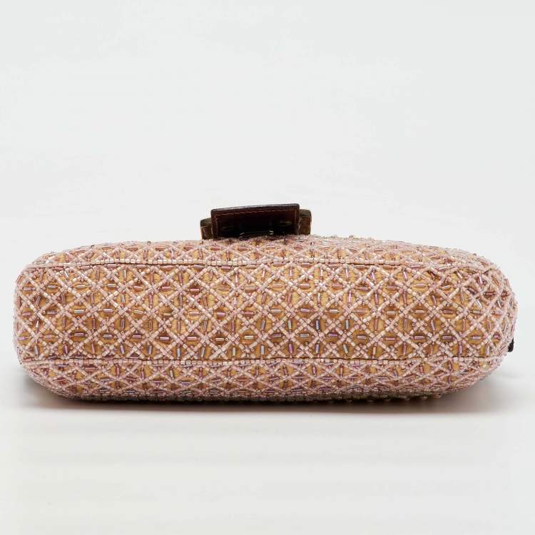 Pre Owned Fendi Multicolor Beads and Leather Baguette Bag