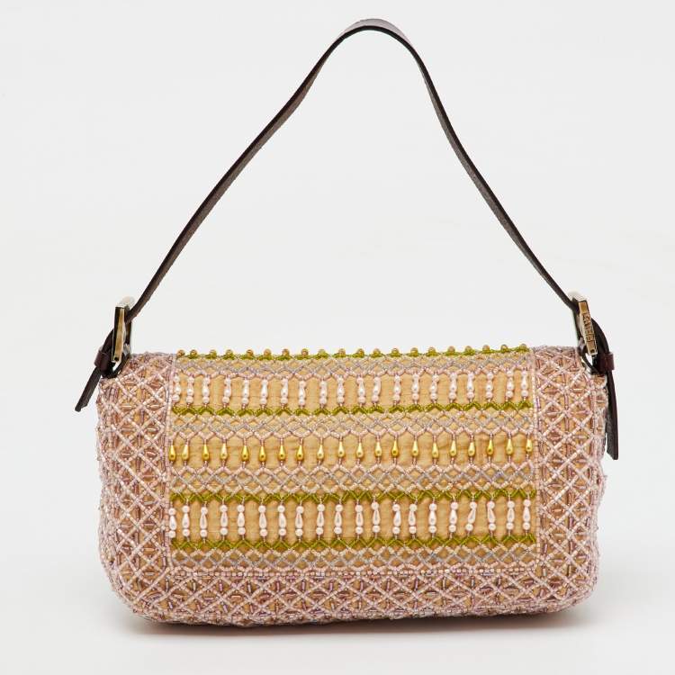 Pre Owned Fendi Multicolor Beads and Leather Baguette Bag