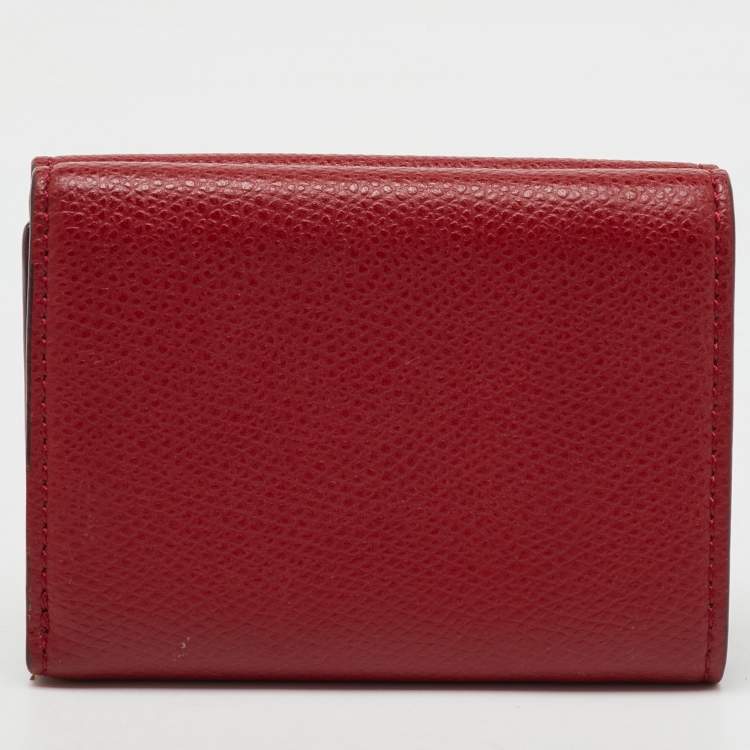 Pre Owned Fendi Brown/Red Zucca Leather F is Fendi Trifold Wallet