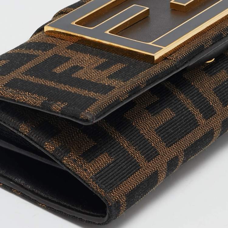 Pre Owned Fendi Tobacco Zucca Canvas FF Logo Continental Wallet