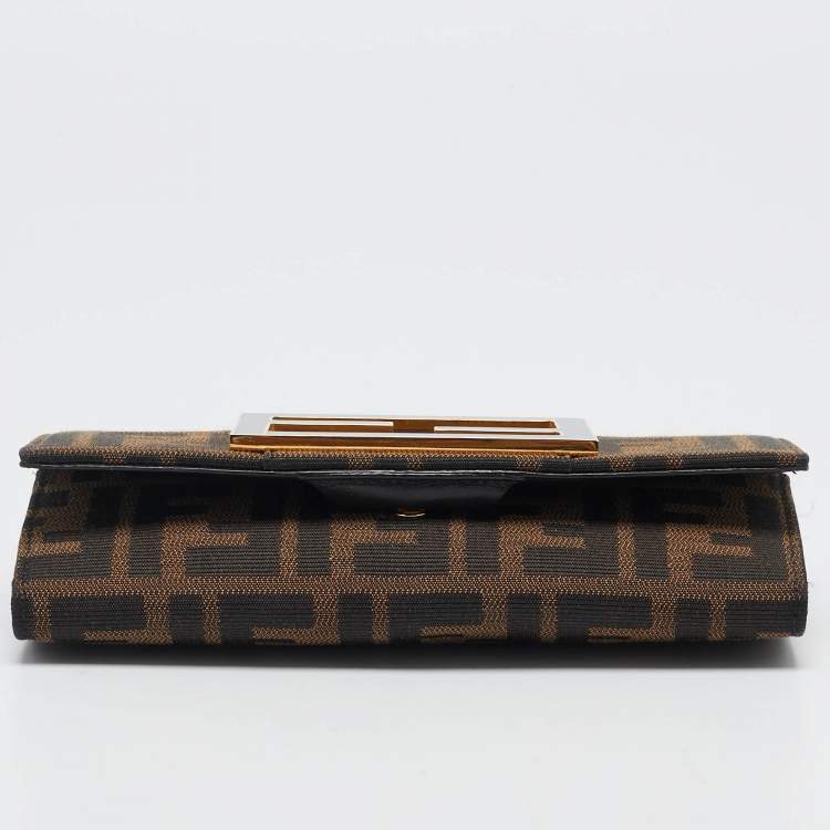 Pre Owned Fendi Tobacco Zucca Canvas FF Logo Continental Wallet
