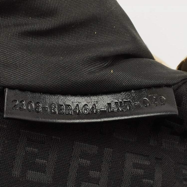 Pre Owned Fendi Black Zucchino Fabric and Leather Small Chef Pocket Shoulder Bag