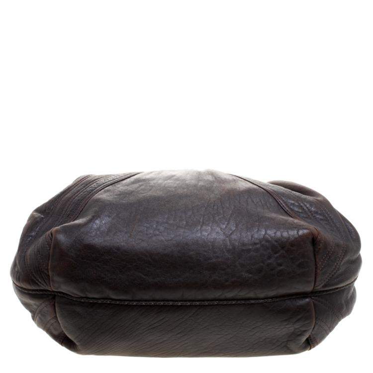 Pre Owned Fendi Dark Brown Leather Large Spy Bag