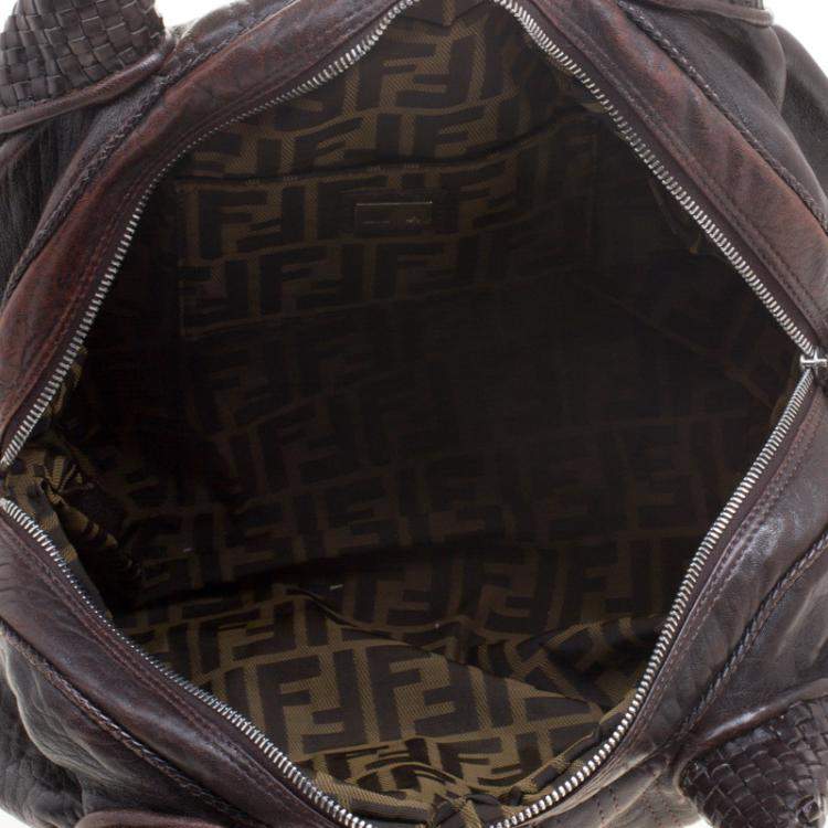 Pre Owned Fendi Dark Brown Leather Large Spy Bag